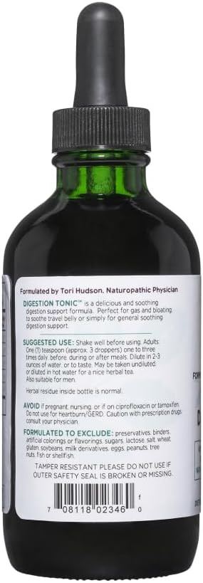 Vitanica Digestion Tonic, Gas, Bloating And Indigestion Relief Supplement, Improve Digestive Function & Gut Health, For Women & Men, Peppermint Oil Fennel Ginger & Aloe Vera Vegan, 4 Oz