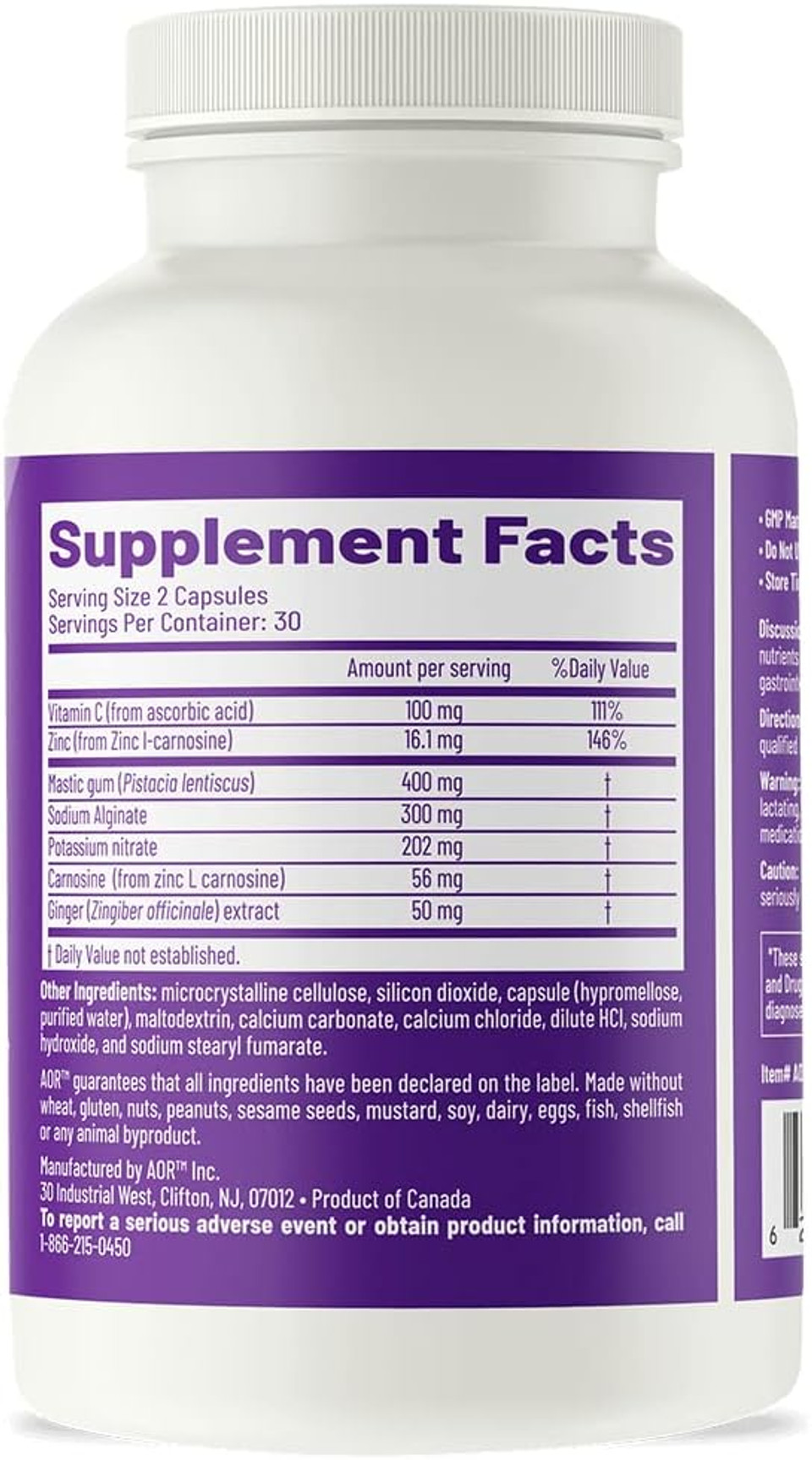 Aor, Gastro Relief, Natural Supplement For Gastro Health With Mastic Gum And Vitamin C, Vegan, 60 Capsules (30 Servings)