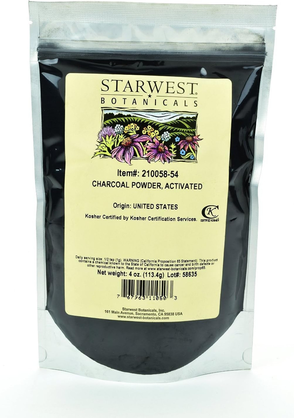 Starwest Botanicals Food Grade Us Hardwood Activated Charcoal Powder, 4 Ounces4.00 Ounce (Pack Of 1)
