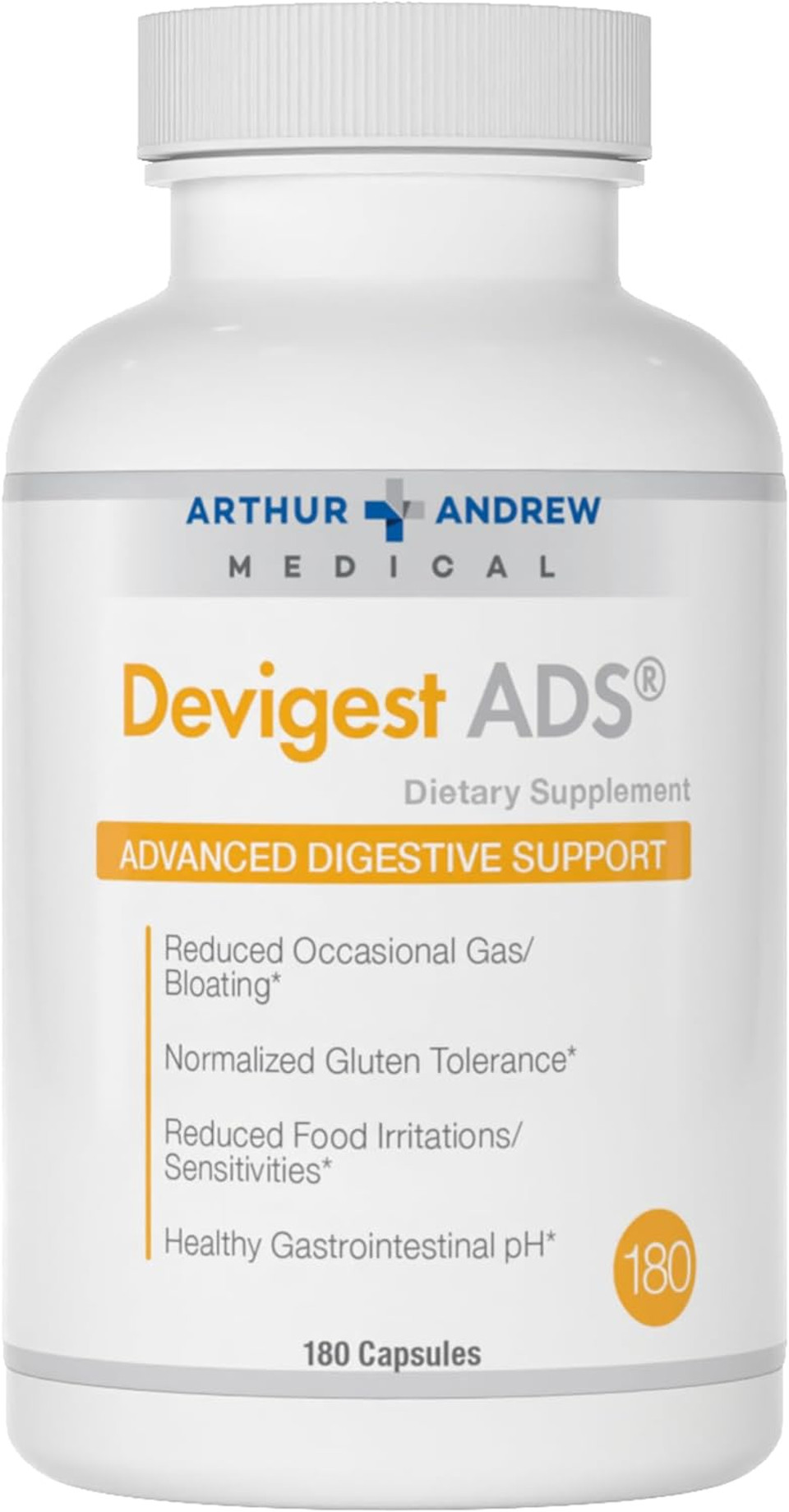 Arthur Andrew Medical - Devigest Ads, Advanced Digestive Support, Relief For Lactose Intolerance And Casein Sensitivities, Vegan, Non-Gmo, 180 Capsules