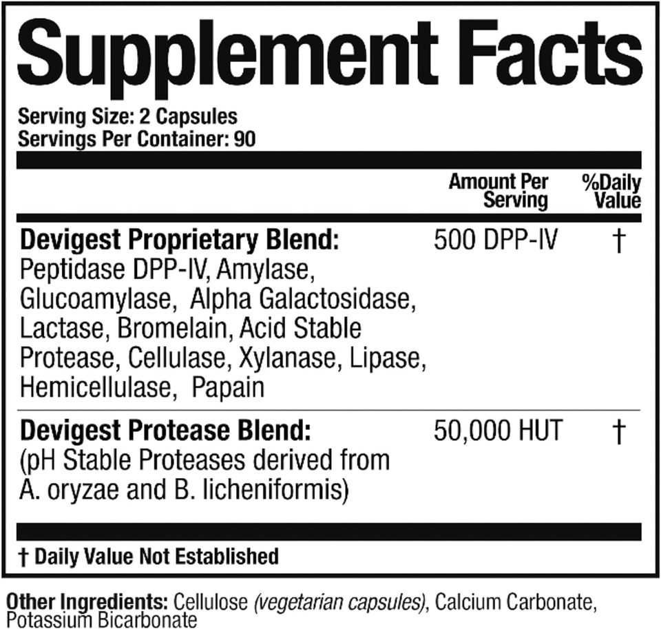 Arthur Andrew Medical - Devigest Ads, Advanced Digestive Support, Relief For Lactose Intolerance And Casein Sensitivities, Vegan, Non-Gmo, 180 Capsules