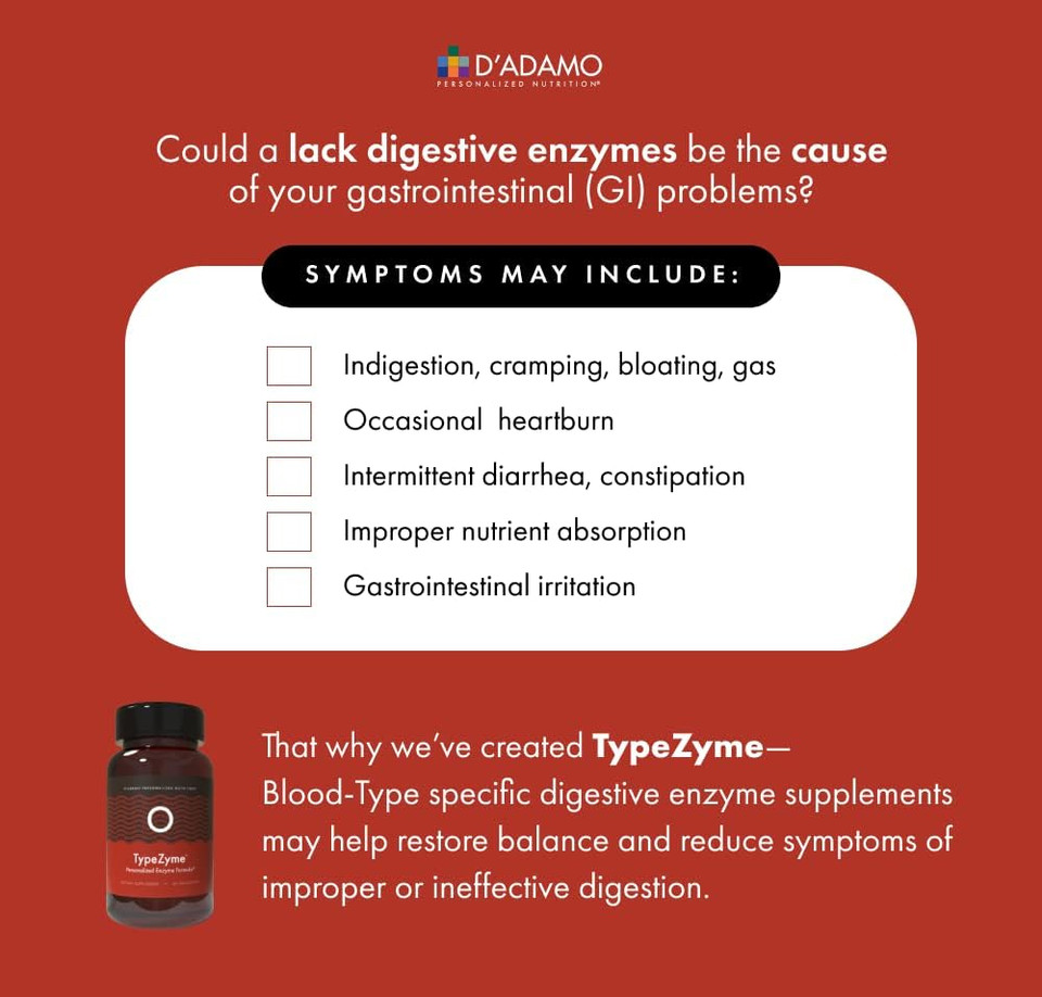 D'Adamo Personalized Nutrition Typezyme - Digestive Enzyme (Blood Type A)