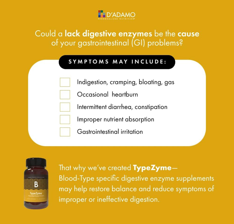 D'Adamo Personalized Nutrition Typezyme - Digestive Enzyme (Blood Type B)