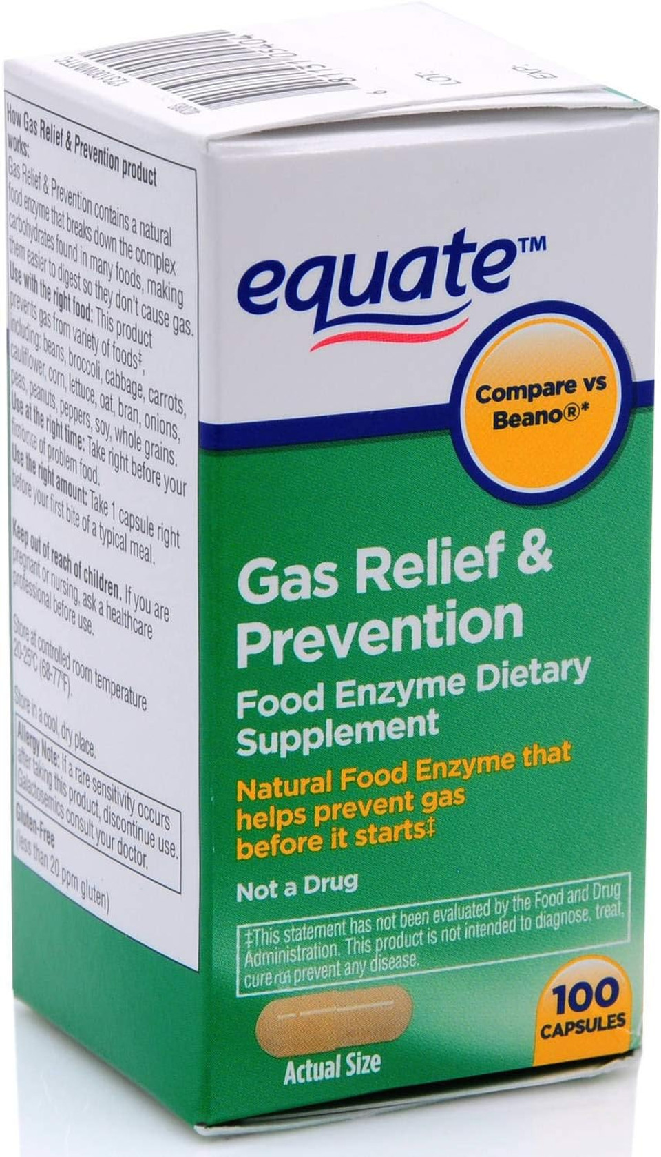 Equate Gas Bloating Relief And Prevention, Food Enzyme Dietary Supplement, 300 Count