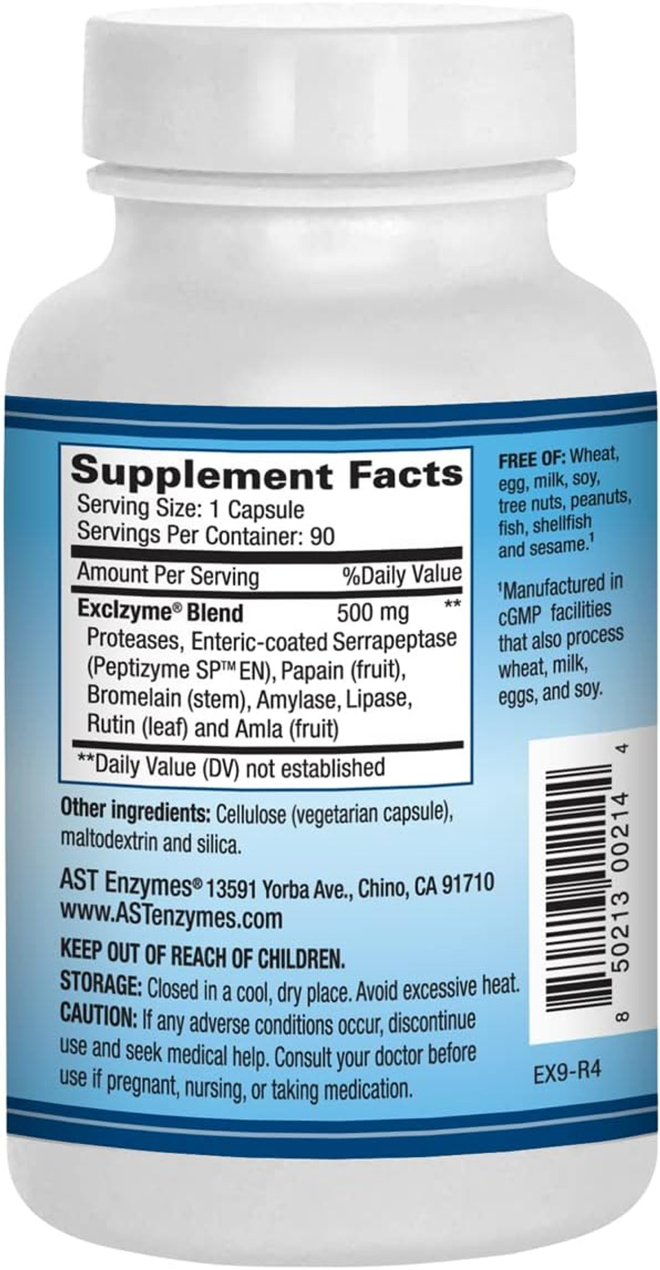 Excellacor | Proteolytic Systemic Enzymes Formula | With Enteric-Coated Serrapeptase | Total Body Support | 90 Vegetarian Capsules