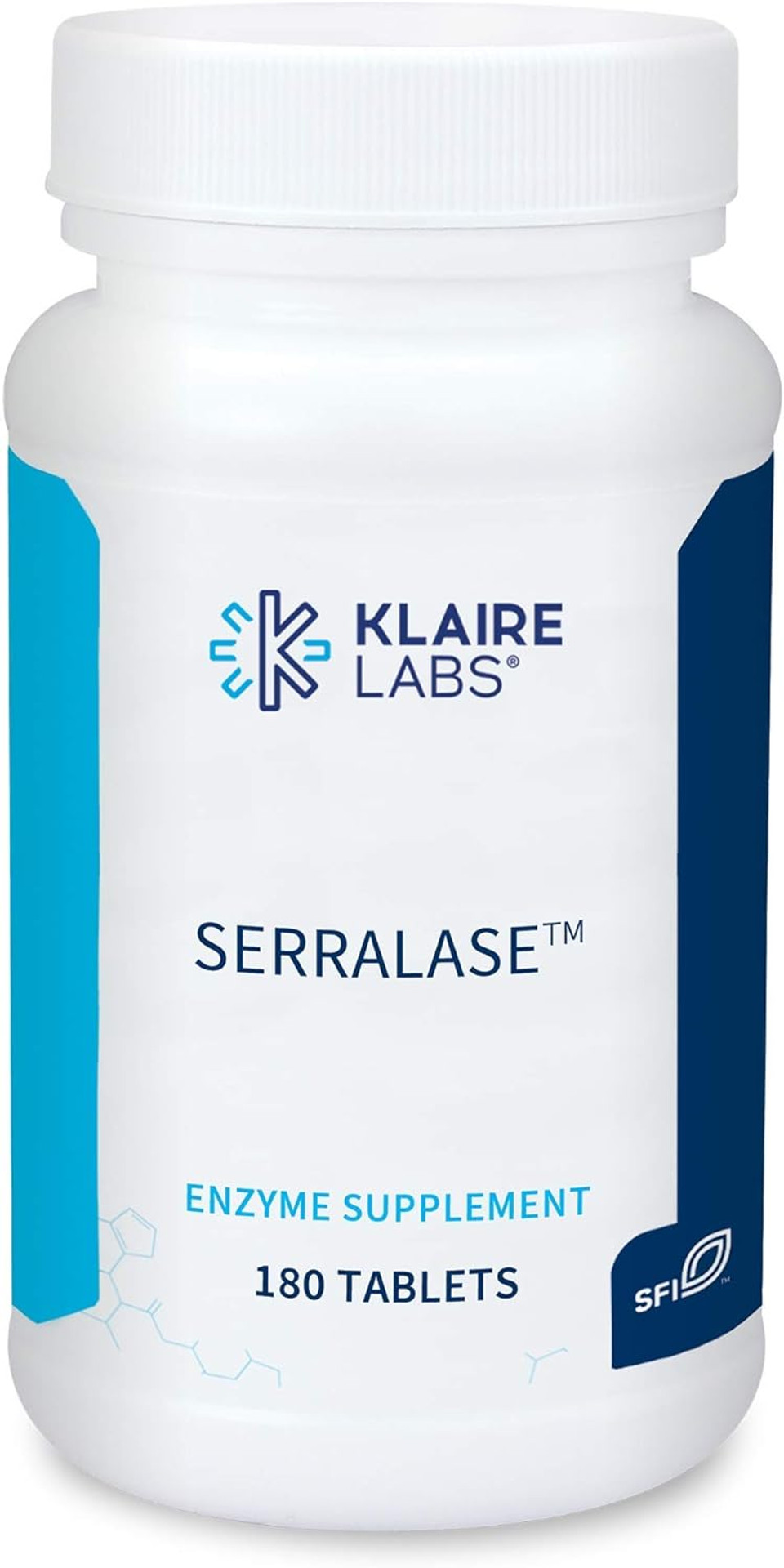 Klaire Labs Serralase - Vegetarian Proteolytic Enzyme Blend with Serratia Peptidase & Bromelain for Digestion, Sourced from Papaya & Pineapple, Hypoallergenic (180 Enteric Coated Tablets)180 Count (Pack of 1)