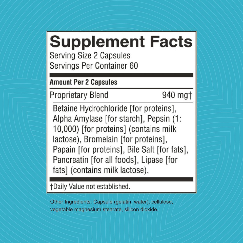 Nature'S Sunshine Digestive Enzymes - Powerful Proprietary Blend For Digestive Health To Break Down Fats, Carbs, Protein - 60 Servings (120 Capsules) Made In The Usa