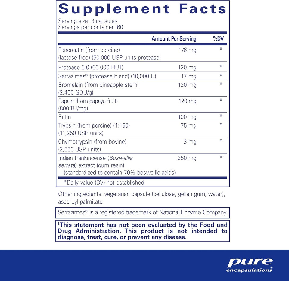 Pure Encapsulations Systemic Enzyme Complex | Supplement to Support Muscle, Joint, Cartilage, and Connective Tissue Health* | 180 Capsules