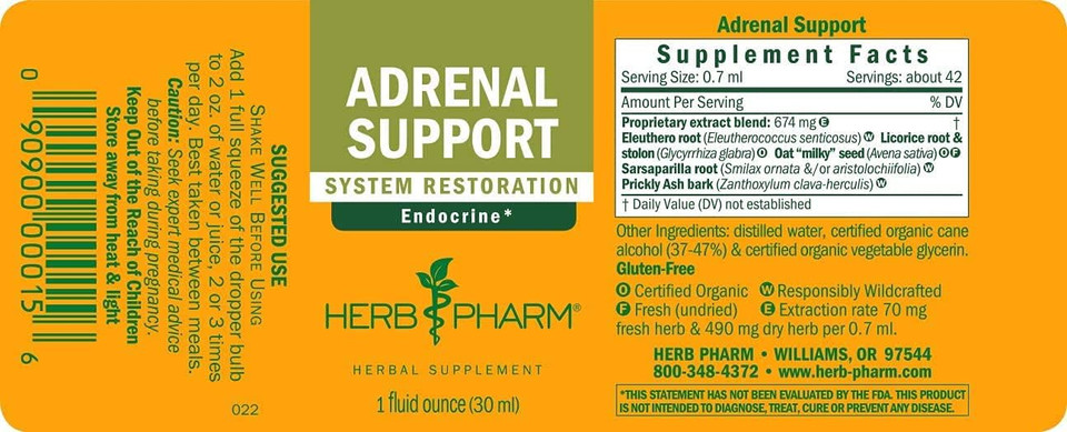 Herb Pharm Adrenal Support Liquid Herbal Formula With Eleuthero And Licorice Liquid Extracts - 1 Ounce Herb Pharm Adrenal Support Liquid Herbal Formula With Eleuthero And Licorice Liquid Extracts - 1 Ounce
