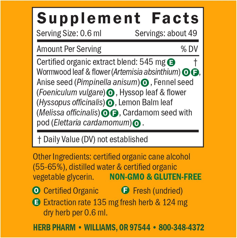 Herb Pharm Better Bitters Certified Organic Digestive Bitters, Absinthium, 1 Ounce1 Fl Oz (Pack Of 1)