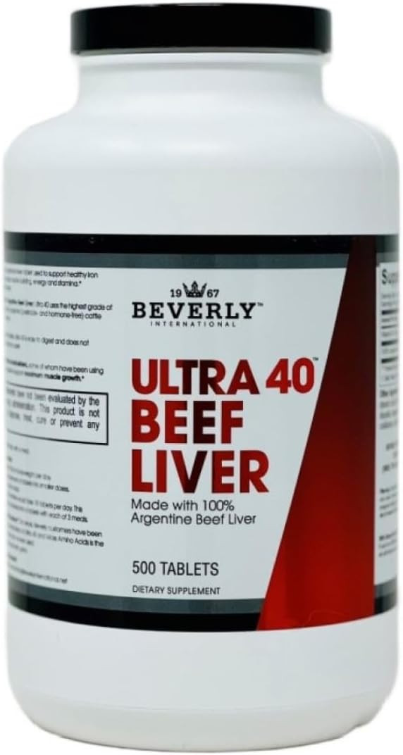Beverly International Ultra 40 Grass Fed Desiccated Beef Liver, 500 Tab. Golden-Era Secret For Boosting Muscle Growth, Stamina And Performance Naturally. Break Through Those Sticking Points-Endurance!