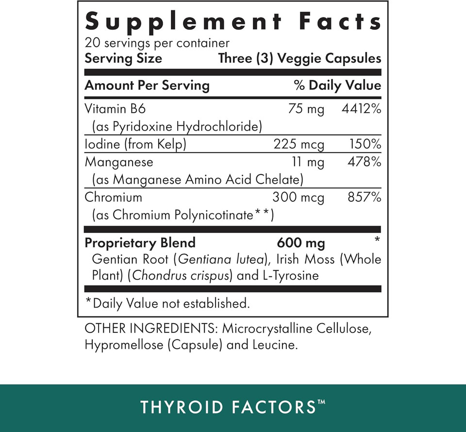 Michael'S Health Naturopathic Programs Thyroid Factors - 60 Vegan Capsules - Nutrients For Production Of Thyroid Hormones - Kosher - 20 Servings