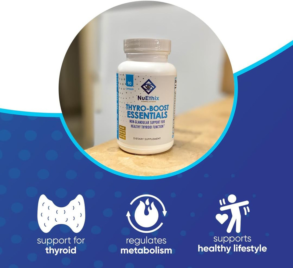 Nuethix Formulations Thyro-Boost Essentials, Non-Glandular Support To Assist With Optimal Thyroid Function, 90 Capsules