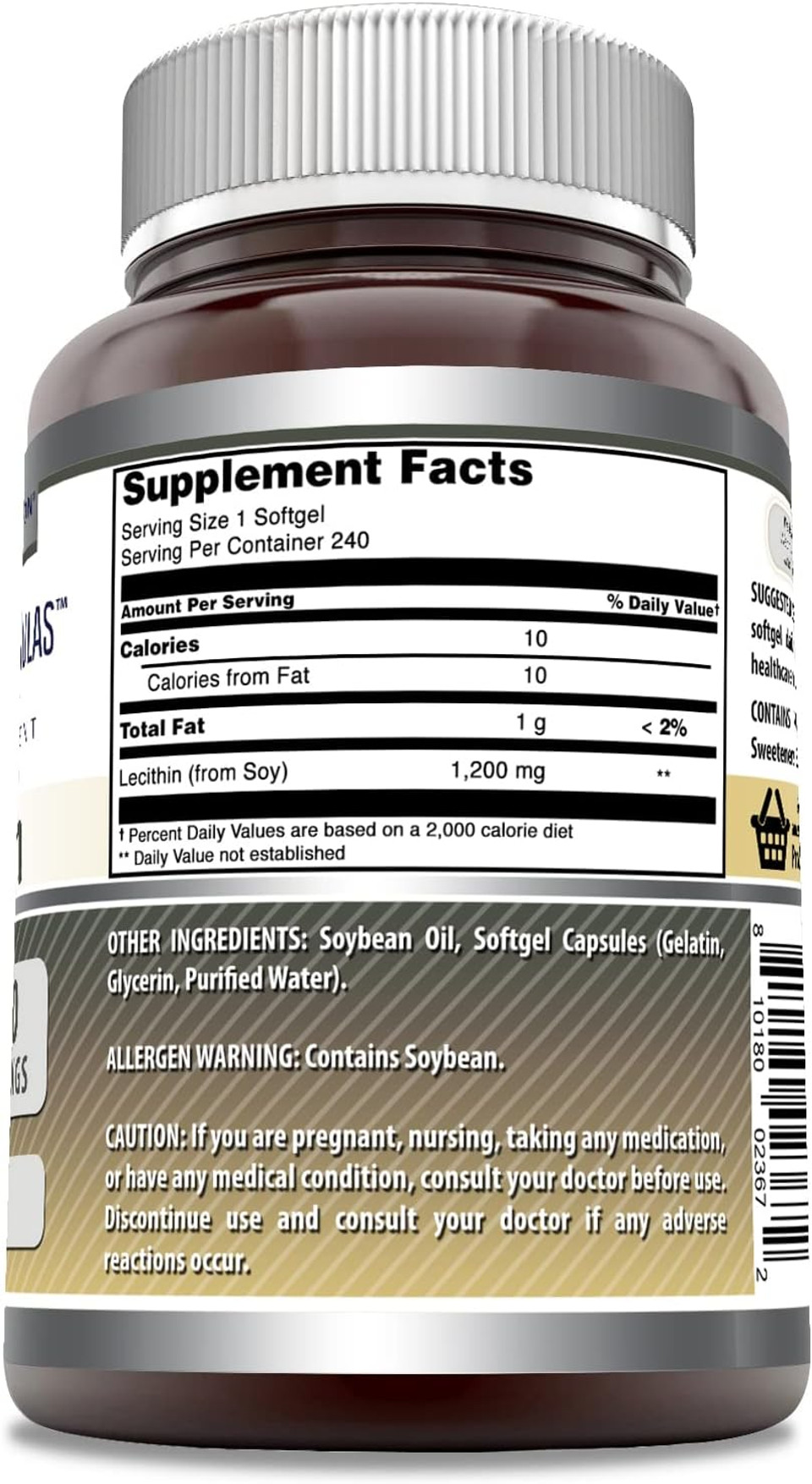 Amazing Formulas Lecithin 1200Mg High Potency 240 Softgels Supplement | Non-Gmo | Gluten Free240 Count (Pack Of 1)