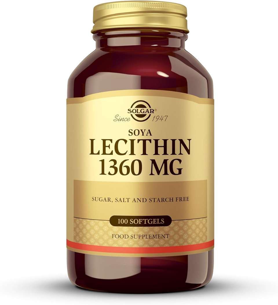 Solgar Lecithin 1360mg, 100 Softgels - Supports Overall Health - Natural SOYA Lecithin - Source of Choline & Essential Fat Linoleic Acid - Gluten Free, Dairy Free - 100 ServingsStandard Packing