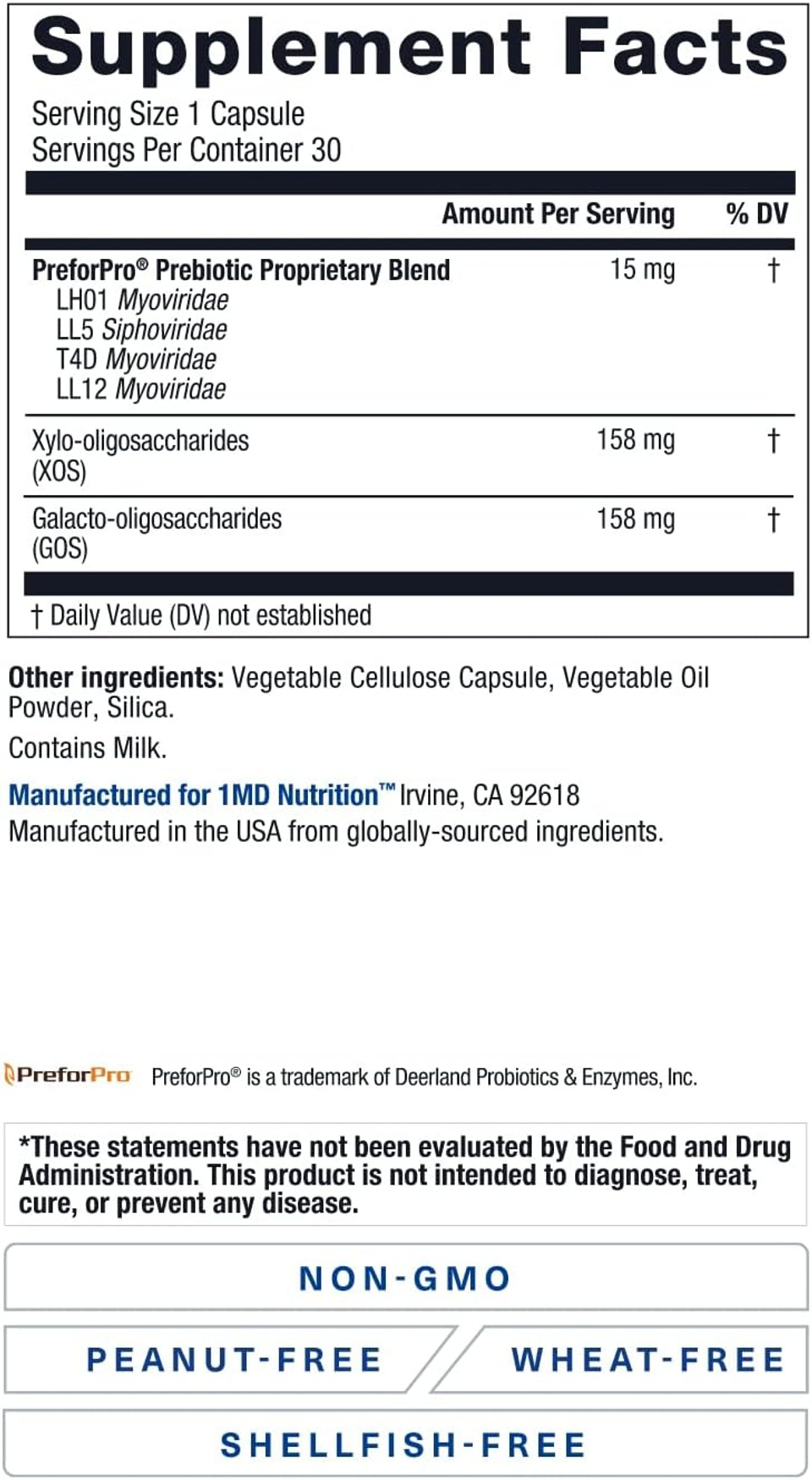1Md Nutrition Prebiomd - Prebiotic With Preforproã¢Â® | Support Healthy Digestion And Beneficial Bacteria