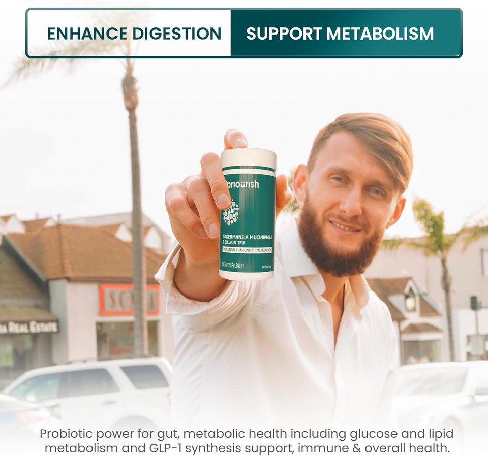 Akkermansia Muciniphila Probiotics For Digestive Health - 5 Billion Tfu Akkermansia Probiotic For Leaky Gut Repair, Glp-1 And Immunity, Prebiotics And Probiotics For Women And Men, 60 Vegan Capsules