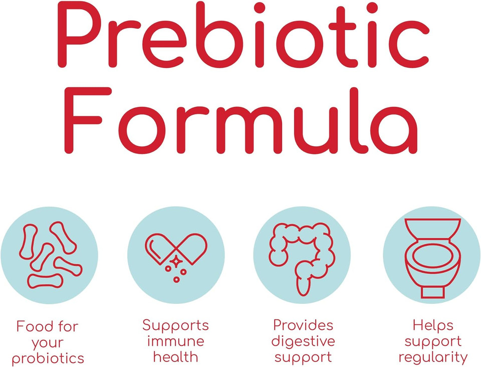 Health Plus Prebiotic Formula - Probiotics + Prebiotics + Digestive Enzymes - Gluten Free, Dairy Free, Natural Herbal Ingredients (180 Capsules, 60 Servings)