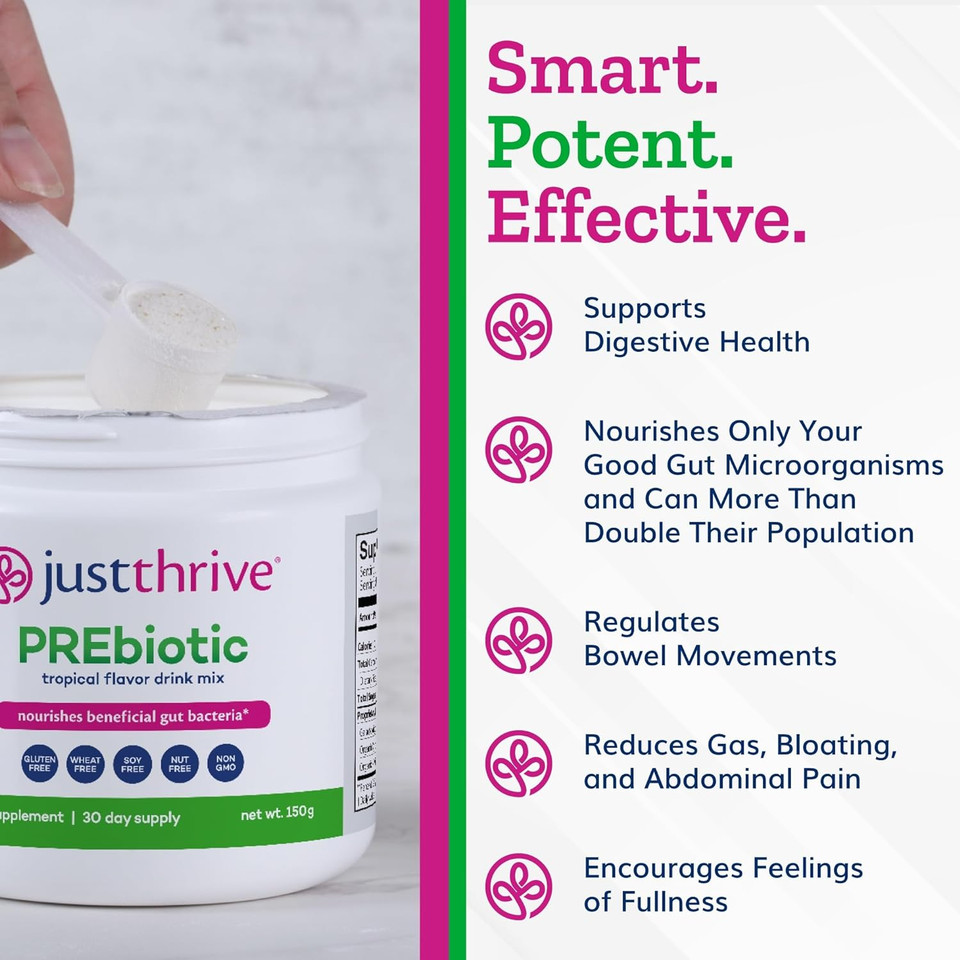 Just Thrive Prebiotic Powder - Digestive And Immune Support Supplement, 150 G