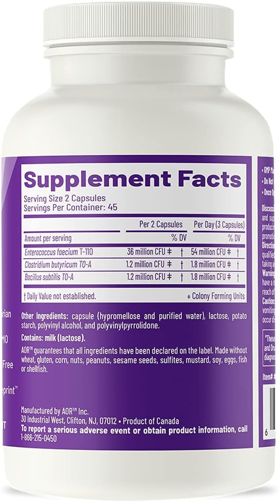 Aor, Probiotic 3, Digestive Aid For A Healthy Gastrointestinal Tract, Gut Flora And Immune Response, Dietary Supplement, 45 Servings (90 Capsules)