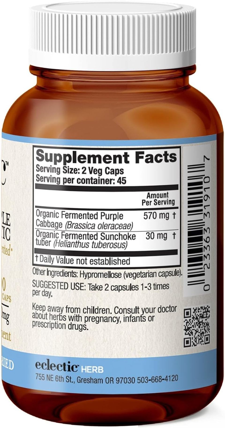 Eclectic Institute Raw Fresh Freeze-Dried Non-Gmo Purple Probiotic | Digestive And Intestinal Support 90 Ct (300 Mg)Green