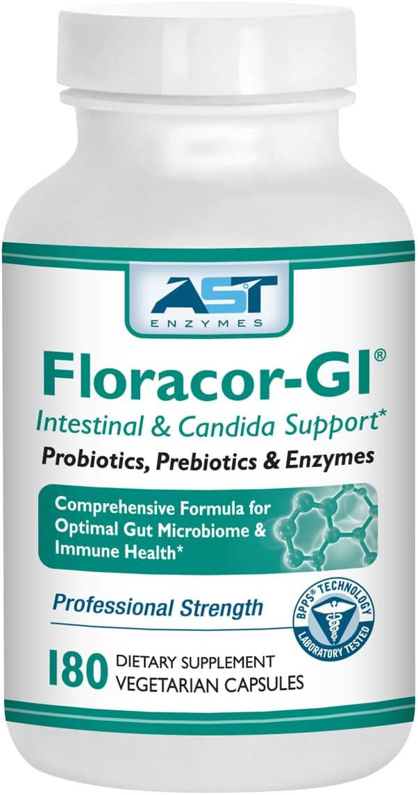 Floracor  Probiotics & Enzymes To Support Intestinal & Gut Heath 180 Vegetarian Capsules
