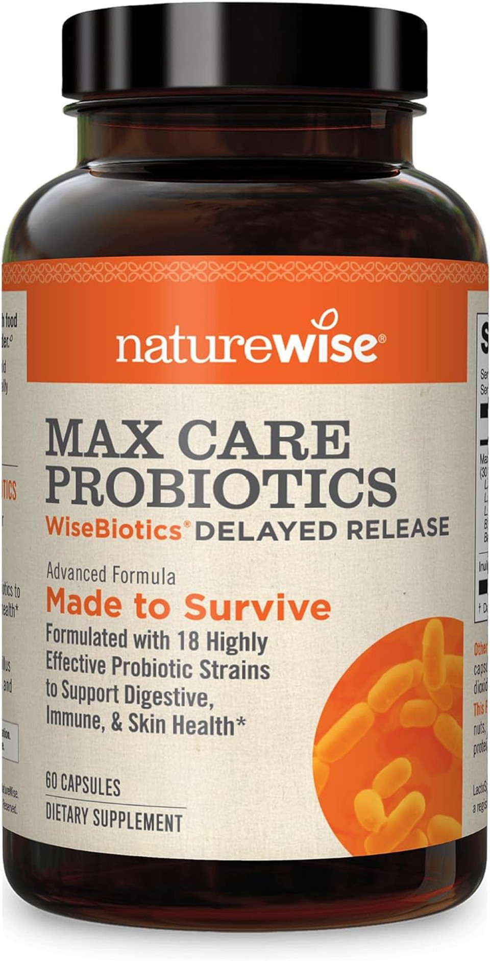 Naturewise Max Probiotics For Men & Women | Delayed Released Capsule 30 Billion Cfu With 12 Highly Effective Strains, Shelf Stable [2 Month Supply  60 Capsules]