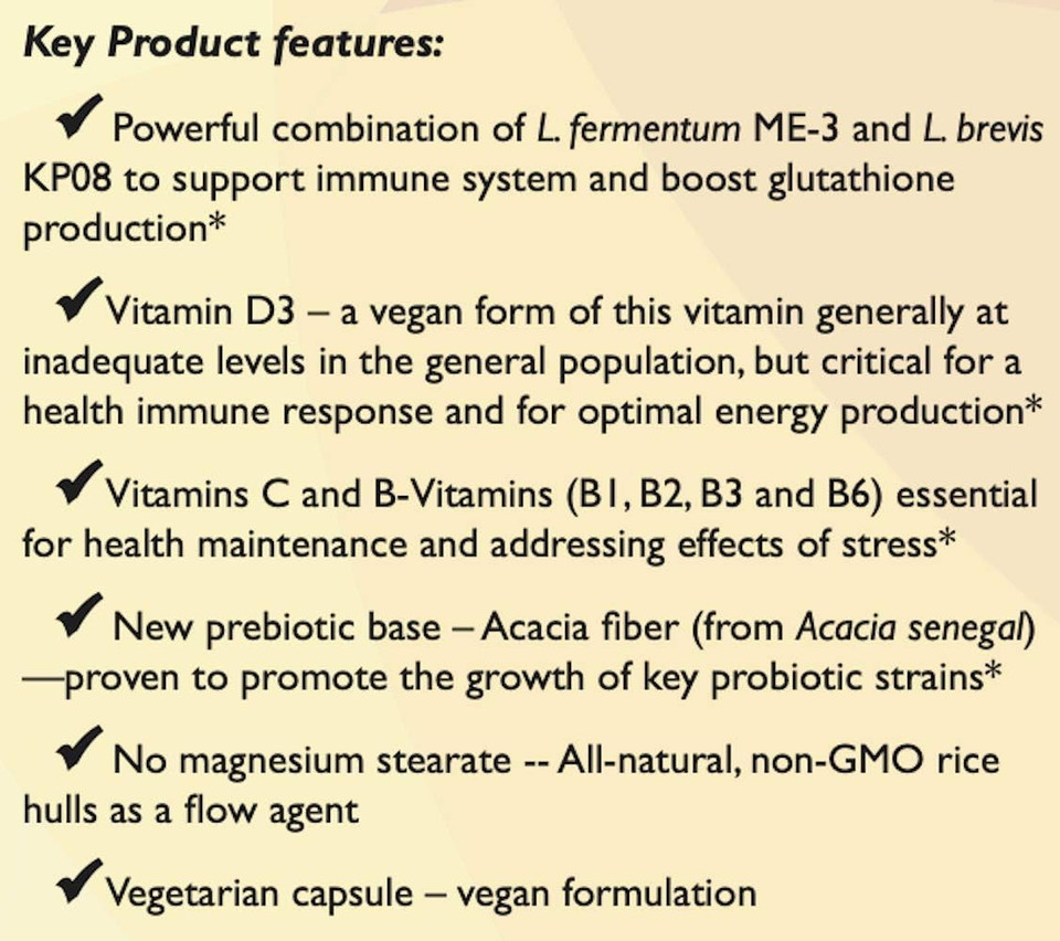 Reg'Activ Immune & Vitality With Lactobacillus Fermentum Me-3, Brevis Kp08, Vegan Vitamin D3 And Vitamins C And B-Vitamins (B1, B2, B3 And B6) Essential For Health Maintenance