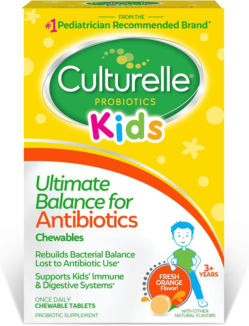 Culturelle Probiotics Ultimate Balance Probiotic For Antibiotics Ages 3+,20 Count,Orange,Probiotic For Kids Helps Restore Good Bacteria Lost During Antibiotic Use & Supports A Healthy Immune System