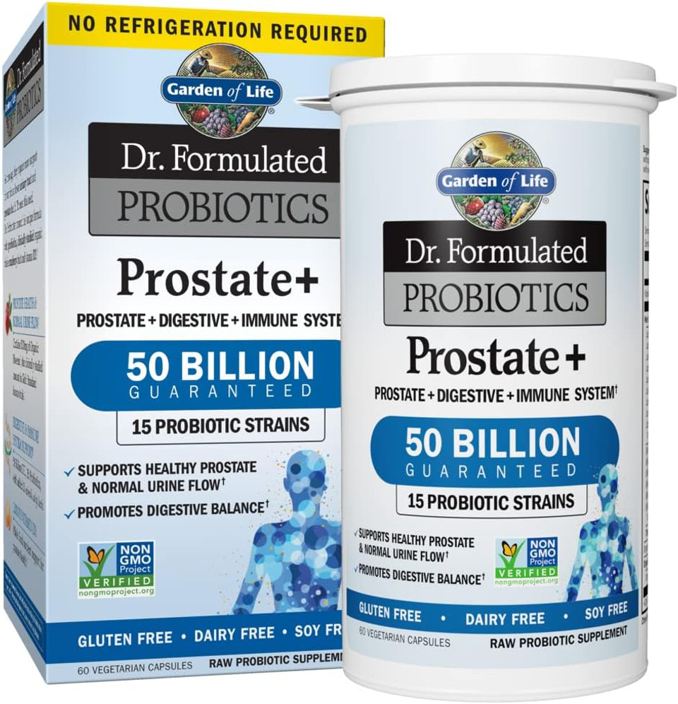 Garden Of Life Dr. Formulated Probiotics Prostate+ - Acidophilus And Probiotic Supports Healthy Prostate And Digestive Balance - Gluten, Dairy, And Soy-Free - 60 Vegetarian Capsules