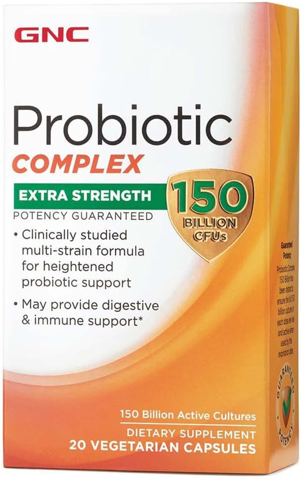 Gnc Probiotic Complex Extra Strength With 150 Billion Cfus, 20 Capsules, Daily Probiotic Support