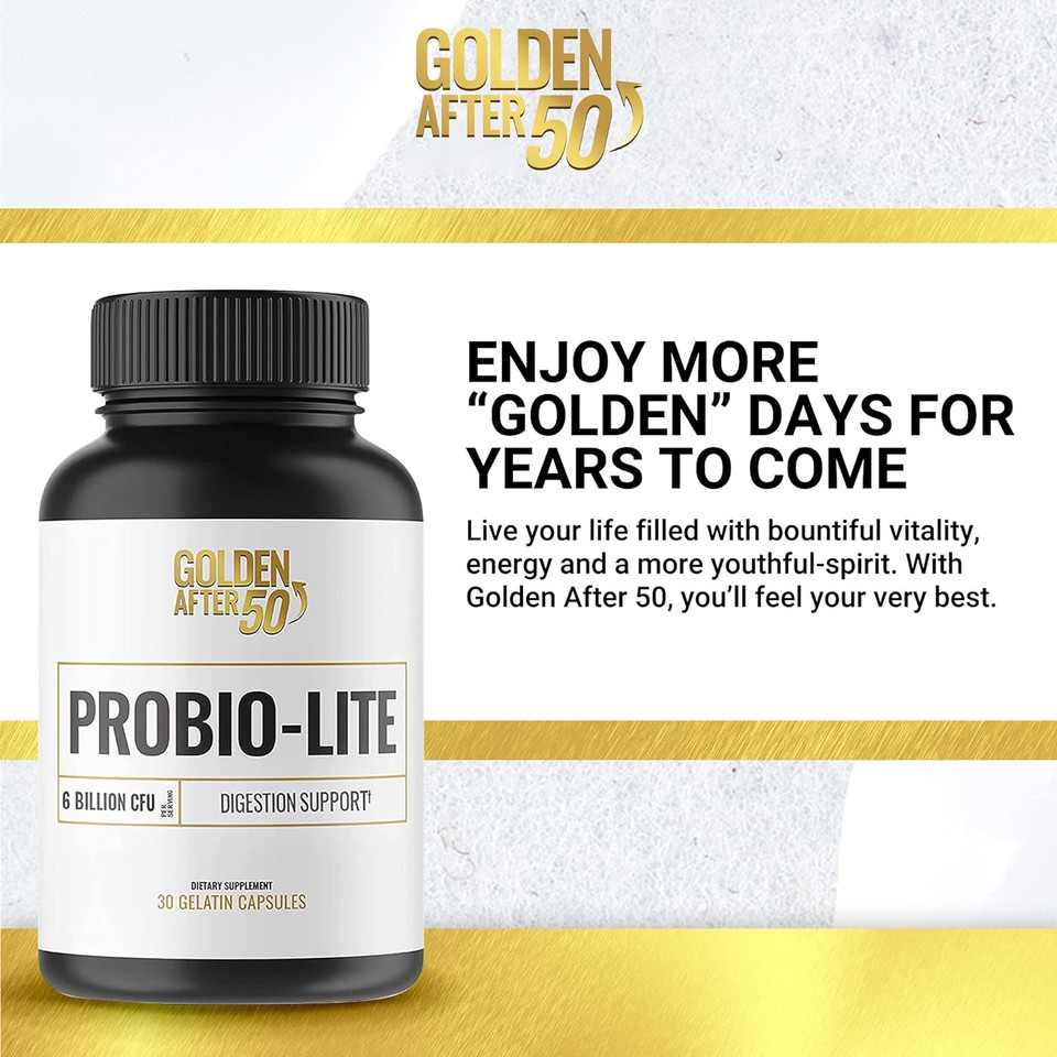 Golden After 50 Probio-Lite - For Gut Health And Digestion Support - Probiotics For Men And Women - 30 Gelatin Capsules - Probiotics For Occasional Heartburn, Gas, Indigestion