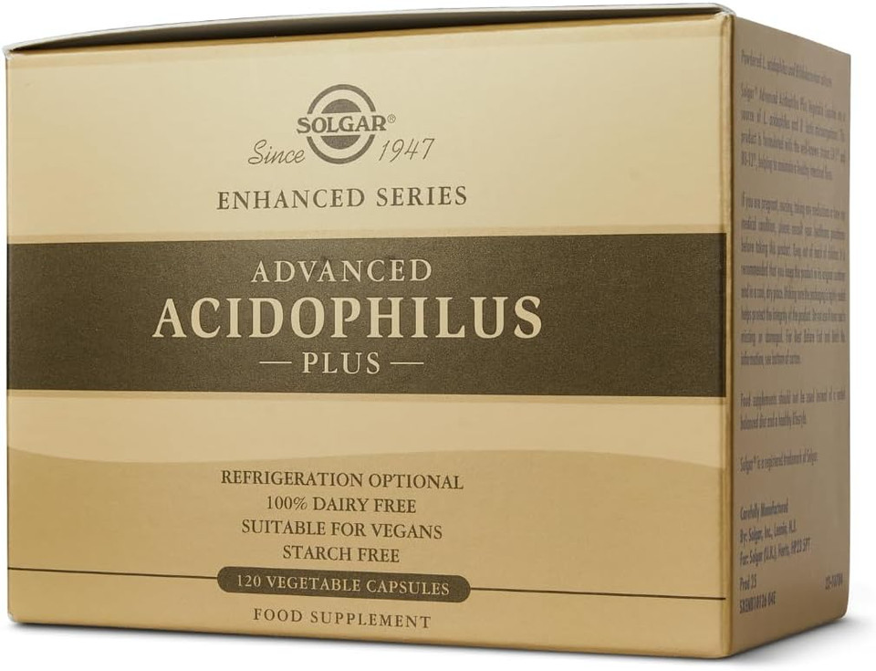 Solgar Advanced Acidophilus Plus, 120 Vegetable Capsules - Supports Healthy Intestinal Flora - 500 Million Microorganisms Per Serving - Gluten & Dairy Free - Vegetarian - 120 Servings