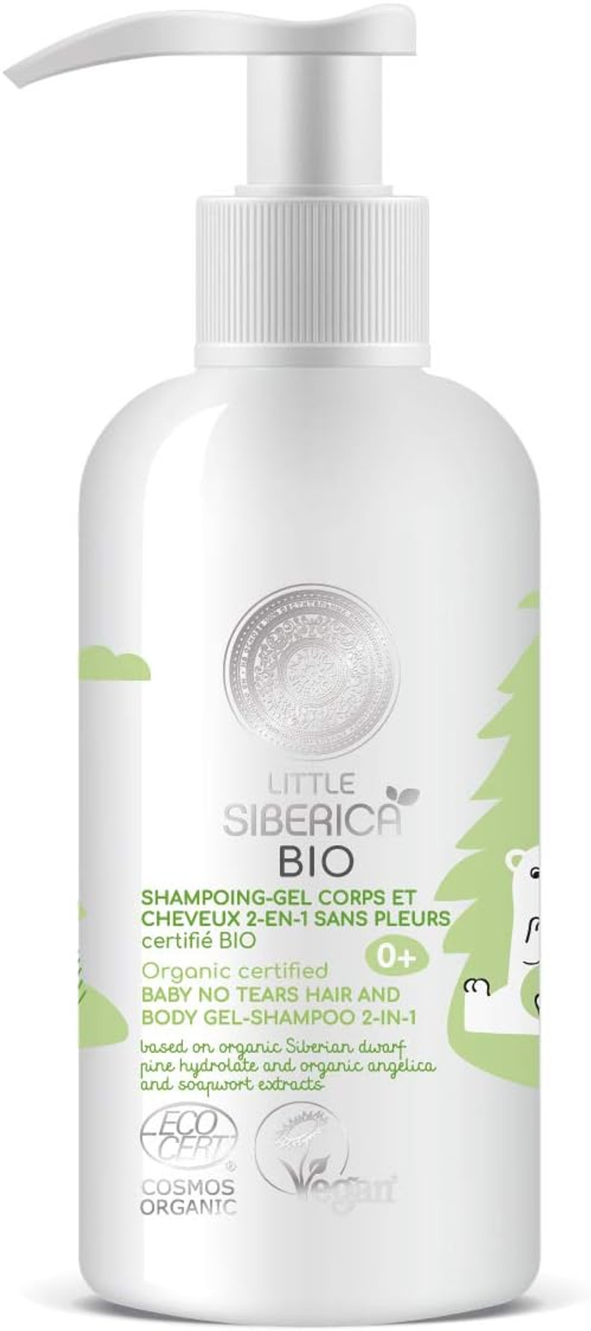Natura Siberica Little Siberica. Organic Certified Baby No Tears Hair And Body Gel-Shampoo 2-In-1, 250 Ml