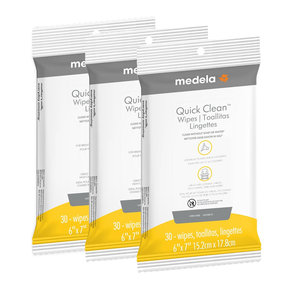 Medela Quick Clean Breast Pump And Accessory Wipes 30 Count, Resealable, Convenient And Hygienic On The Go Cleaning For Tables, Countertops, Chairs, And More