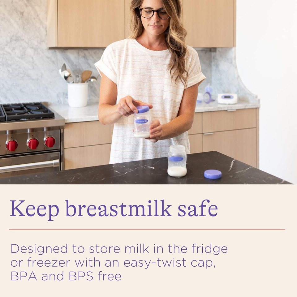 Lansinoh Breastmilk Storage Bottles, 4 Count (5 Ounce Each), Dishwasher Safe, Compatible With Any Lansinoh Pump And Naturalwave Nipple, Bpa And Bps Free
