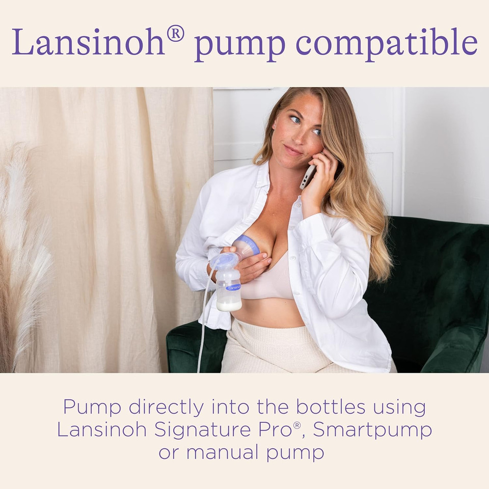 Lansinoh Breastmilk Storage Bottles, 4 Count (5 Ounce Each), Dishwasher Safe, Compatible With Any Lansinoh Pump And Naturalwave Nipple, Bpa And Bps Free