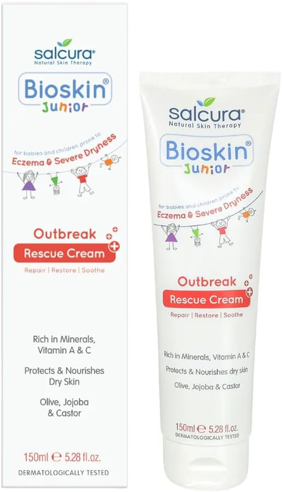 Salcura Natural Skin Therapy, Bioskin Junior Outbreak Rescue Cream, Packed With Natural Ingredients, Soothes Irritation, Nourish & Sooth Dryness & Flakiness, Supports The Skin Back To Health 50ml
