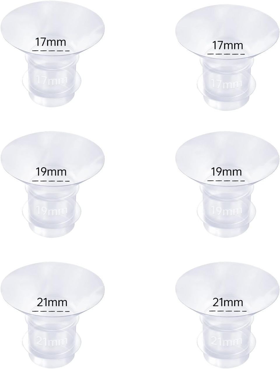 6Pcs Flange Insert 17/19/21Mm,Compatible With Momcozy S12/S12Pro/S9/S9Pro/Tsrete/Spectra/Medela/Elvie/Willow 24Mm Breast Pump Shields/Flanges,Reduce 24Mm Nipple Tunnel Down To Correct Size