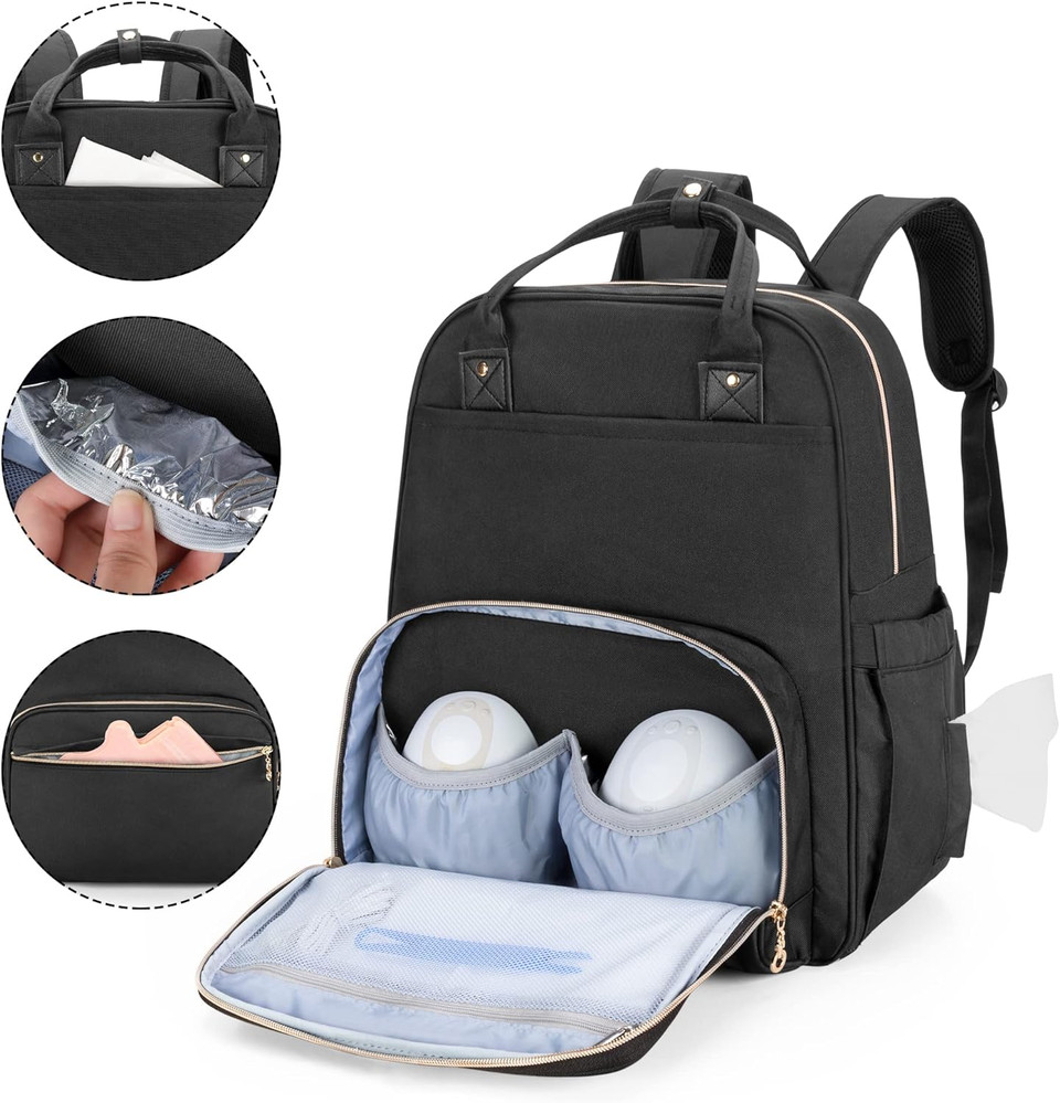 Bafaso Wearable Breast Pump Bag With Cooler And Laptop Sleeve (Compatible With Willow And Elvie Breast Pump), Breast Pump Backpack For Wearable Breast Pump, Black
Color: Black