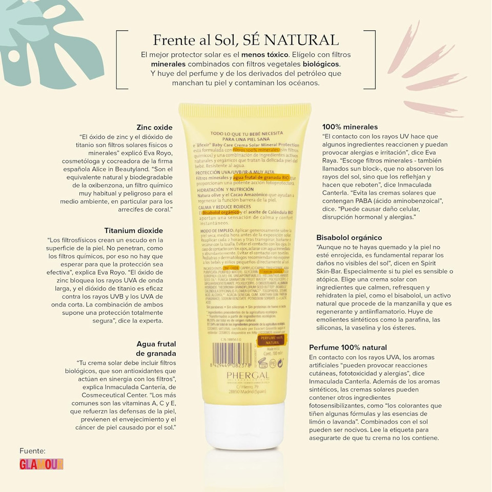 E'LIFEXIR Baby Care - Baby and Child Sun Cream | Hydrating, Nourishing, Water Resistant | Sunscreen UVA/UVB/IR-A | 100% Mineral Filters (Yellow )