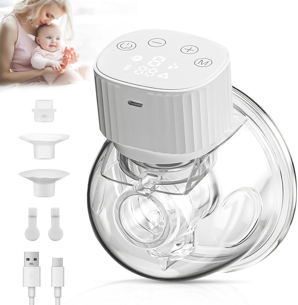 Hands Free Breast Pump, Sunowl Wearable Breast Pump Hands Free Electric Breast Pump With 3 Mode & 9 Levels Strong Pumping, Anti-Backflow Ultra-Quiet Touchscreen Lcd Display 19/22 Flange
Color: White
