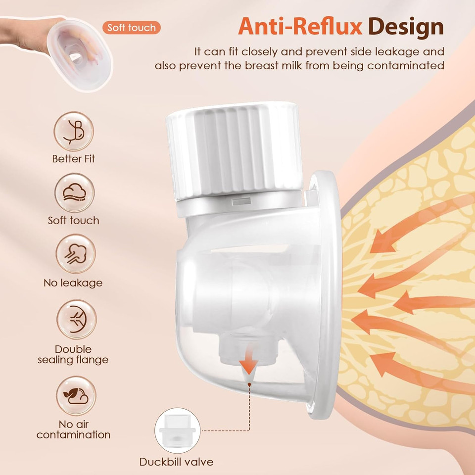 Hands Free Breast Pump, Sunowl Wearable Breast Pump Hands Free Electric Breast Pump With 3 Mode & 9 Levels Strong Pumping, Anti-Backflow Ultra-Quiet Touchscreen Lcd Display 19/22 Flange
Color: White