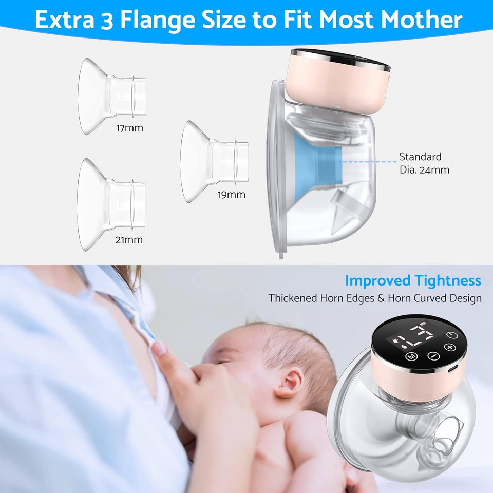 Esynic Painless Electric Wearable Breast Pump Led Display Portable Breast Pump Smart Hands-Free Breast Pump Support 3 Modes With 4 Size Flange For Better Breastfeeding Experience