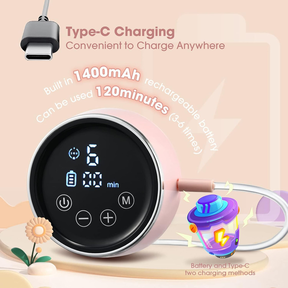 Electric Breast Pump, Dual Breastfeeding Pump With Lcd Touch Screen 1400Mah Usb Rechargeable, 3 Modes 9 Levels, Bpa Free, Memory Function, Portable Breast Milk Pump With 24Mm/27Mm Breast Horn Cover
Color: Pink