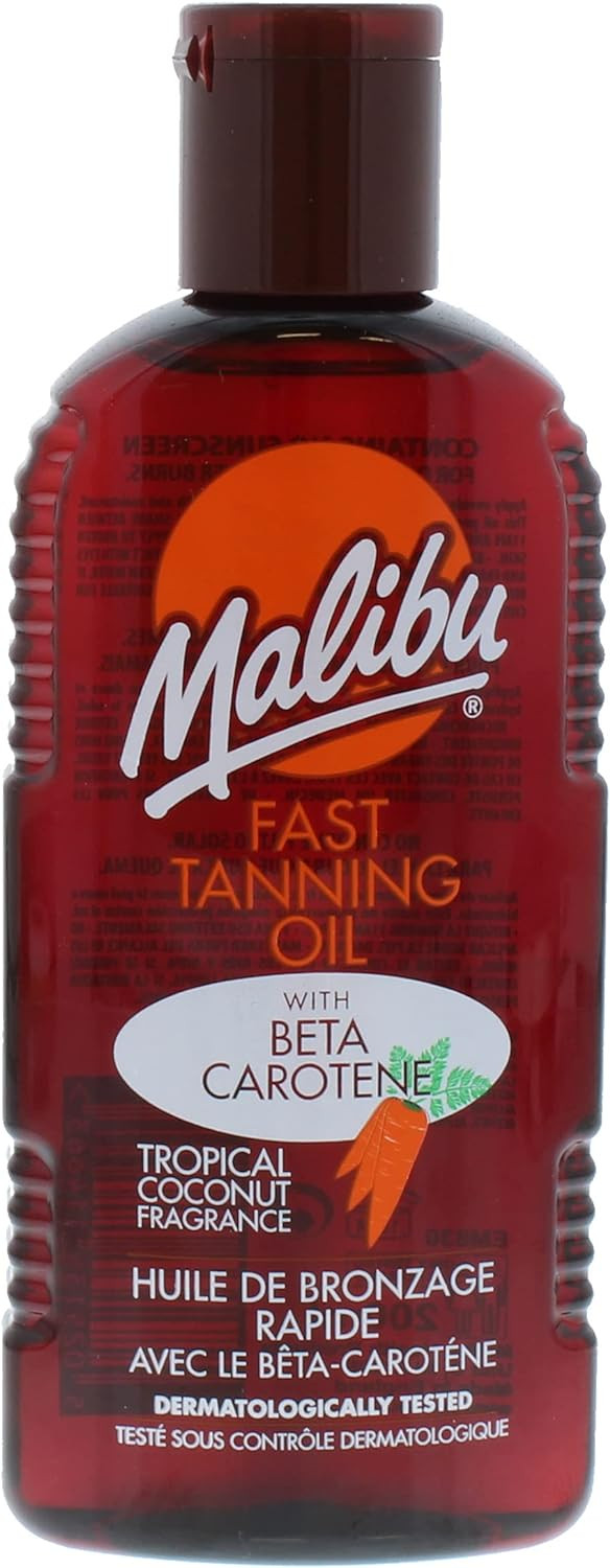 Malibu Sun Bronzing Fast Tanning Oil With Beta Carotene, Water Resistant, Tropical Coconut Fragrance, 200Ml

Size: 200 Ml