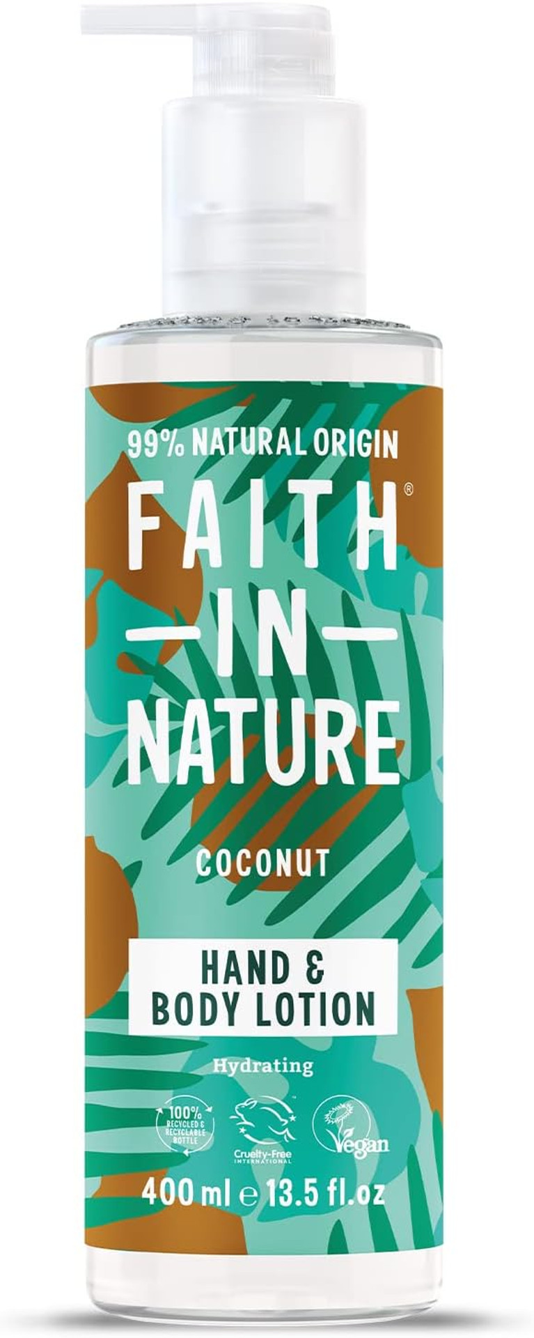 Faith In Nature Natural Coconut Hand and Body Lotion, Hydrating, Vegan and Cruelty Free, No SLS or Parabens, 400 ml Faith In Nature Natural Coconut Hand and Body Lotion, Hydrating, Vegan and Cruelty Free, No SLS or Parabens, 400 ml