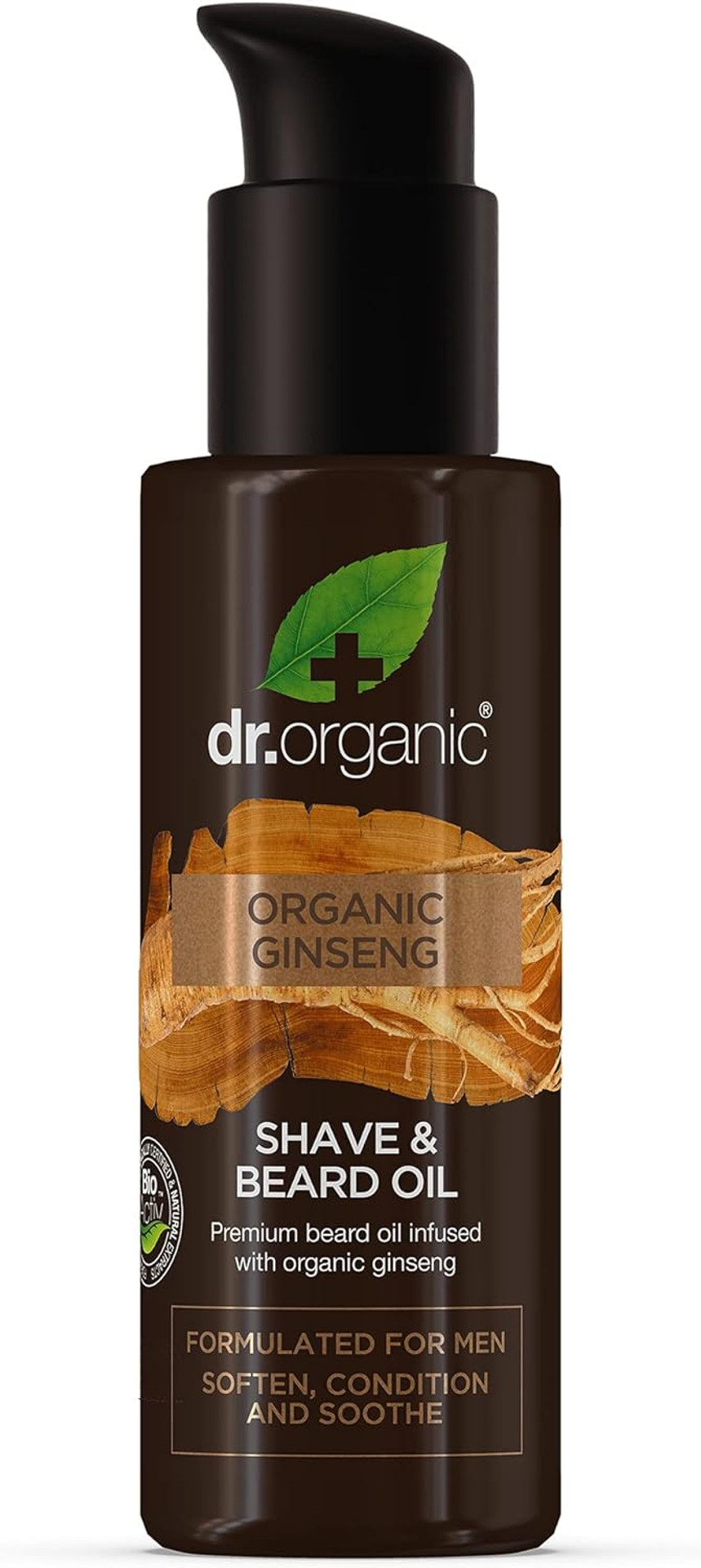 Dr Organic Ginseng Beard Oil, Soften, Condition, Soothe, Natural, Vegan, Cruelty-Free, Paraben & Sls-Free, Organic, 50Ml
