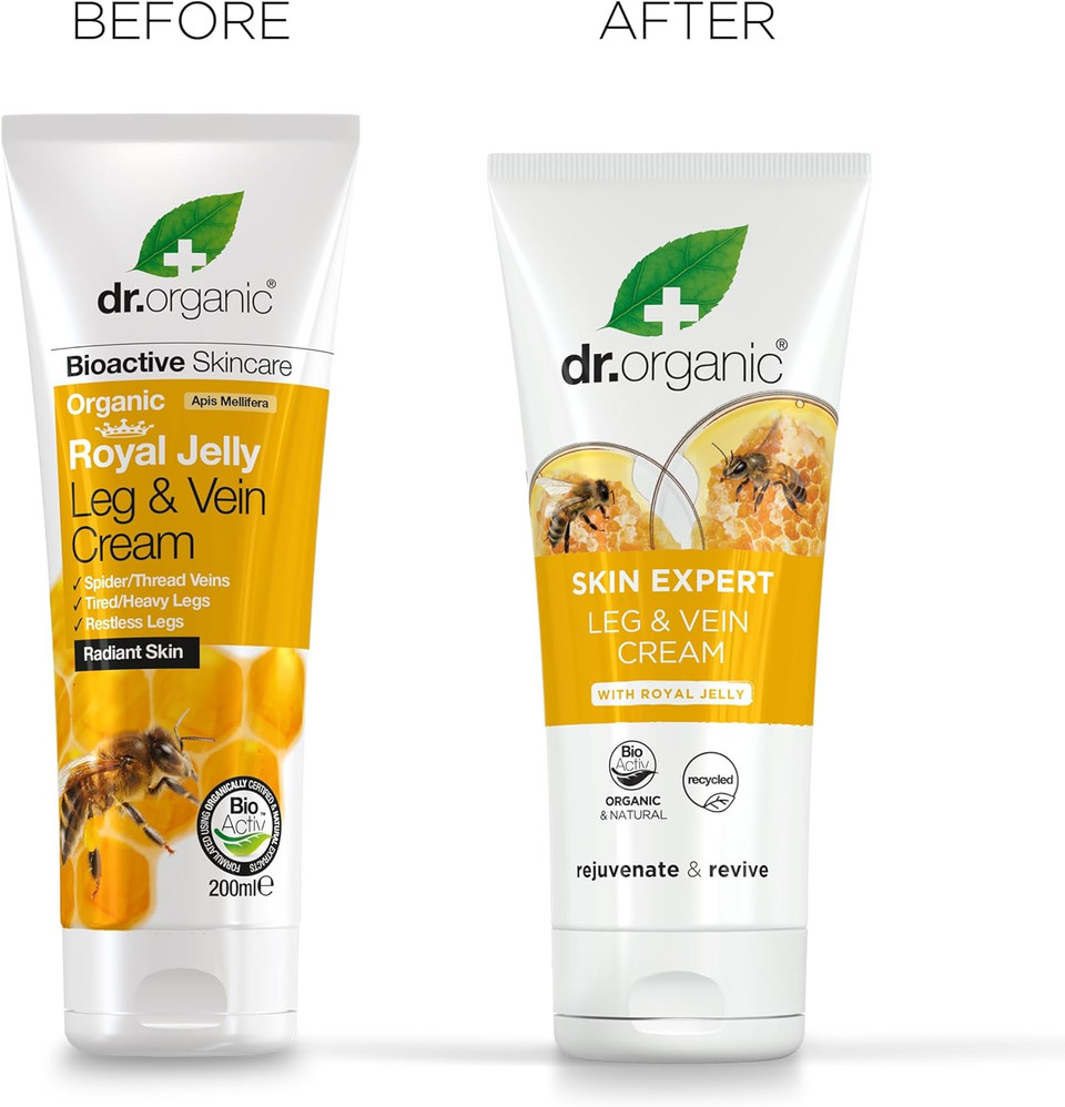 Dr Organic, Organic Royal Jelly Leg & Vein Cream , Natural , Vegetarian, Cruelty Free , Paraben & Sls Free , 200Ml