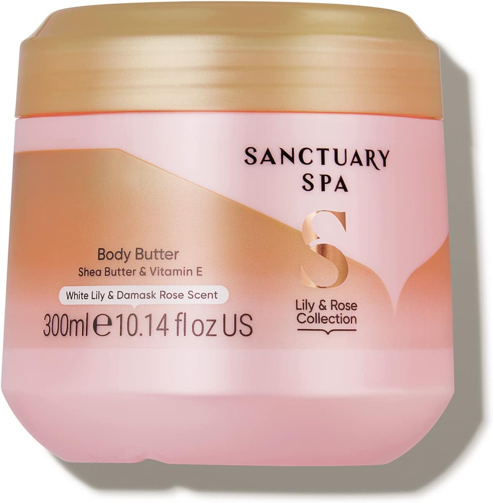 Sanctuary Spa Lily & Rose Body Butter For Women, No Mineral Oil, Cruelty Free & Vegan Shea Body Moisturiser, 300Ml